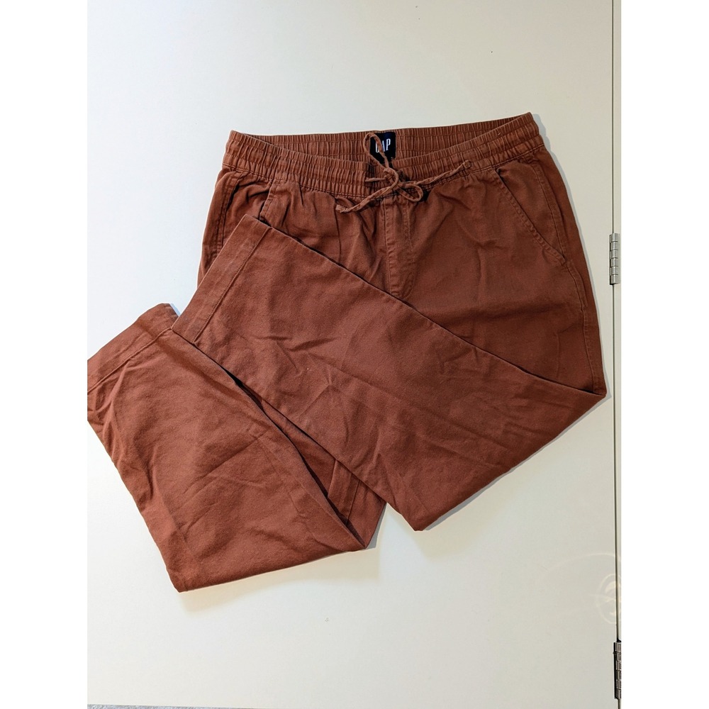 Gap Womens Rust Brown Drawstring Waist Straight Leg Cropped Pants Size Medium